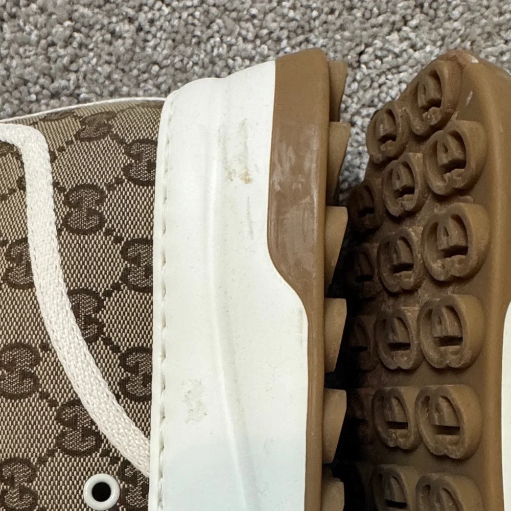 Gucci Mens Brown Monogram High-Top Sneakers